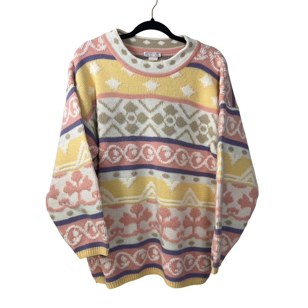 Lindsey Blake Vintage Pastel 90s Sweater Grannycore Med Oversized Soft Girl Twee